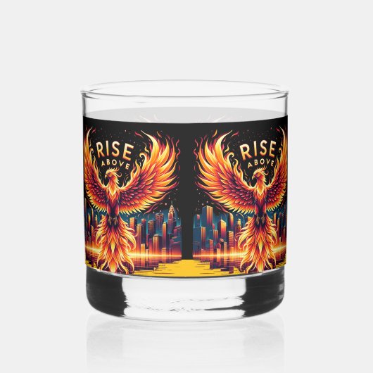 Stijg boven Phoenix Whisky Glas (Voorkant)