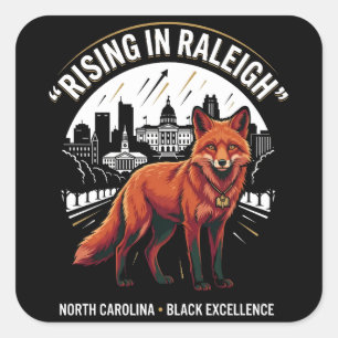 Stijgend in Raleigh Rode Vos Zwarte Excellentie Er Vierkante Sticker