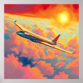 Stijgend vliegtuig - Levendige schilderachtige sti Poster (Voorkant)