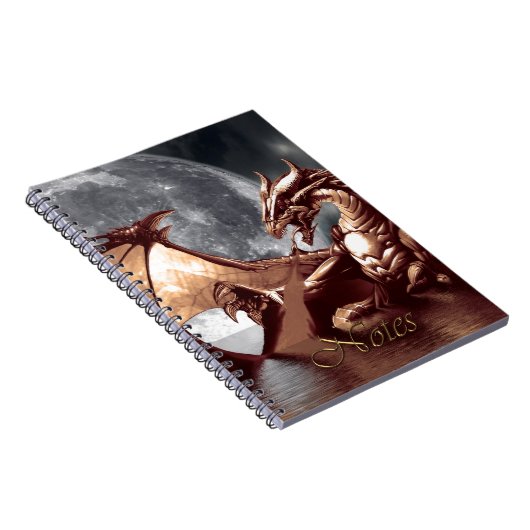 Stijgend Zee Dragon & Moon Fantasy Art Notitieboek (Rechterzijde)