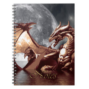 Stijgend Zee Dragon & Moon Fantasy Art Notitieboek