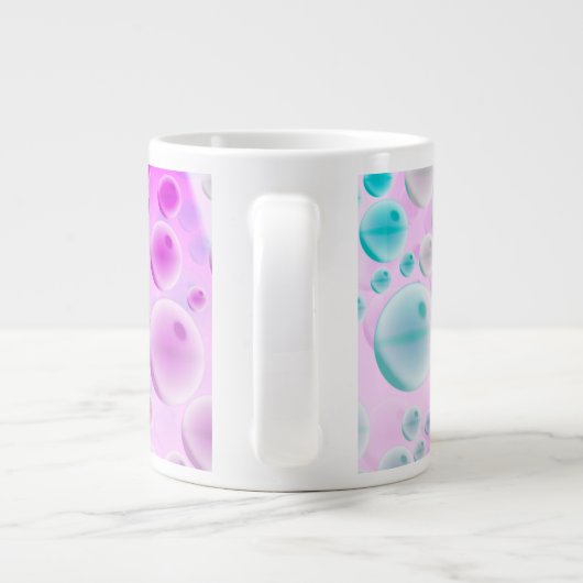 Stijgende bellen (roze en blauw) grote koffiekop (Achterkant)
