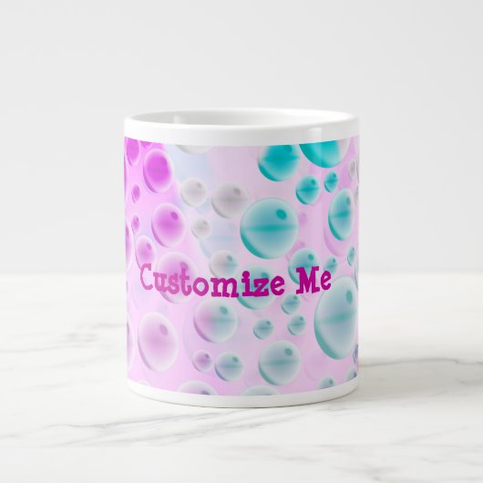 Stijgende bellen (roze en blauw) grote koffiekop (Voorkant)