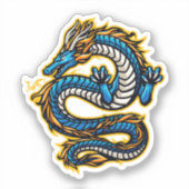 stijgende blauwe draak sticker (Voorkant)