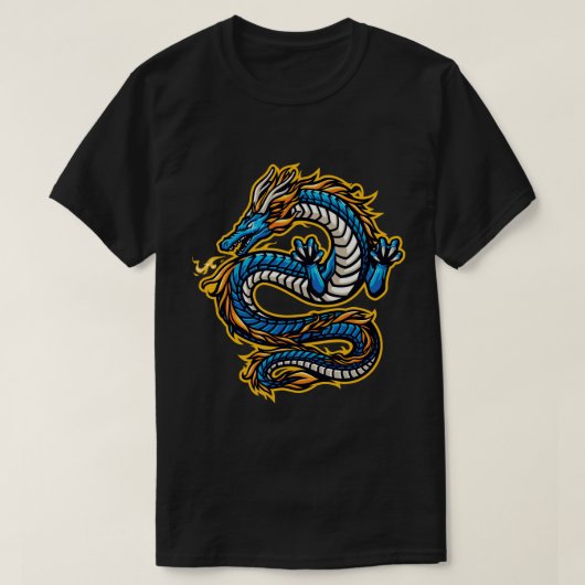 stijgende blauwe draak t-shirt (Design voorkant)