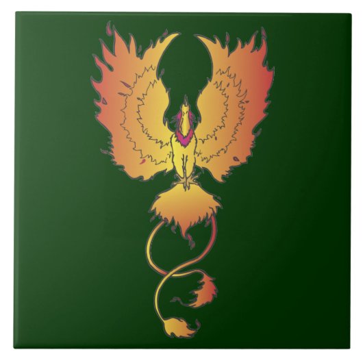 Stijgende Phoenix Decoratieve Accent Tegel Tegeltje (Voorkant)