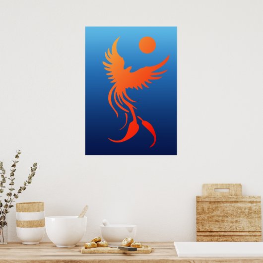 Stijgende Phoenix in het Poster Flames (Keuken)