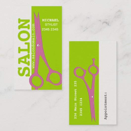 Stijgende tekstschaar Verticale salon spa Hair Afsprakenkaartje (Voorkant / Achterkant)