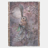 Stijgende Uil en Fairy Fantasy Art Deken (Voorkant Verticaal)