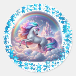 Stijgende Unicorn Castle Sticker - Rainbow Fantasy