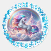 Stijgende Unicorn Castle Sticker - Rainbow Fantasy (Voorkant)