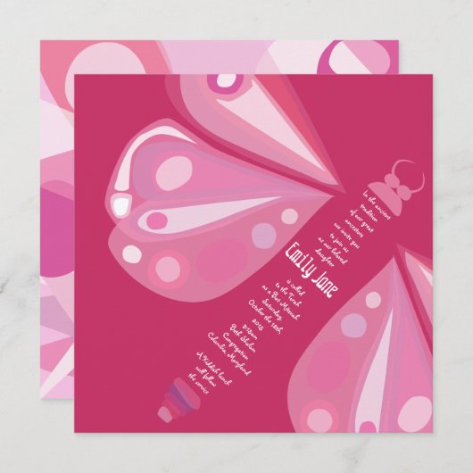 STIJGENDE VLINDER Vleermuis Mitzvah Uitnodiging (Voorkant / Achterkant)