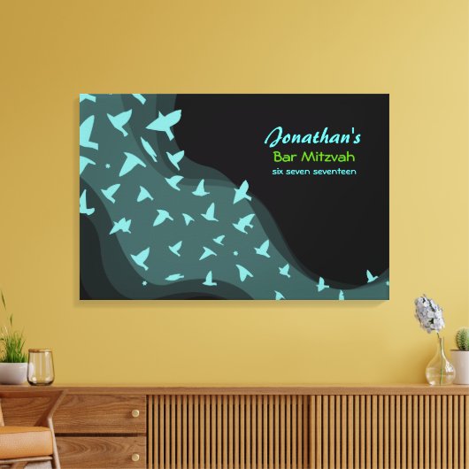 STIJGENDE VOGELS Bat Bar Mitzvah Teken in Geheugen Canvas Afdruk (Insitu (Woonkamer))