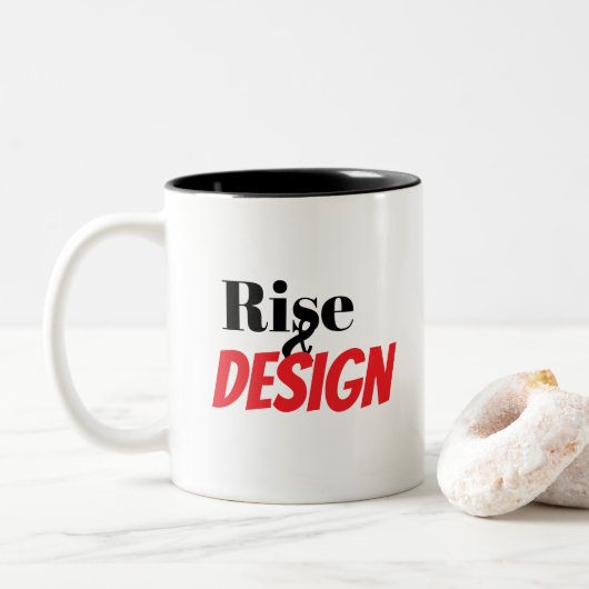 Stijging en ontwerp tweekleurige koffiemok (Met donut)