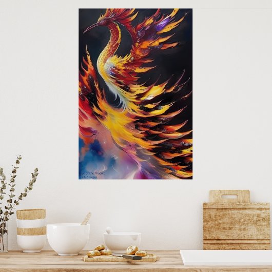 Stijging van de Phoenix - AI Fantasy Art Print (Keuken)