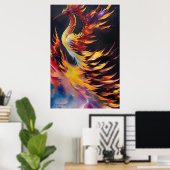Stijging van de Phoenix - AI Fantasy Art Print (Thuiskantoor)