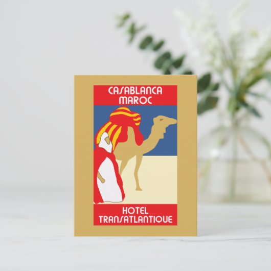  stijl 1920s Casablanca-reizen adverteren Briefkaart (Staand voorkant)