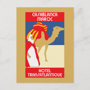 stijl 1920s Casablanca-reizen adverteren Briefkaart