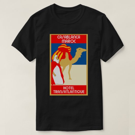stijl 1920s Casablanca-reizen adverteren T-shirt (Design voorkant)