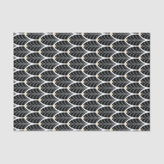  stijl 1920s Kunst Deco Black Palmetto Leaves Tissuepapier (Voorkant)