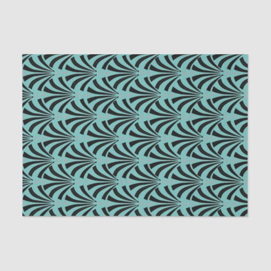 stijl 1920s Kunstdeco zwarte & Blauwgroen ventila Tissuepapier (Voorkant)