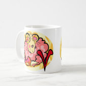 Stijl 1970s snijdt met symbool koffiemok (Voorkant links)