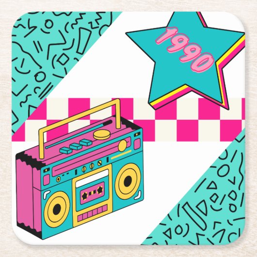  stijl 1990 Stereo Kartonnen Onderzetters (Voorkant)