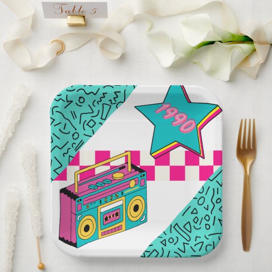  stijl 1990 Stereo Papieren Bordje (Huwelijk)