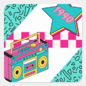  stijl 1990 Stereo Vierkante Sticker (Voorkant)
