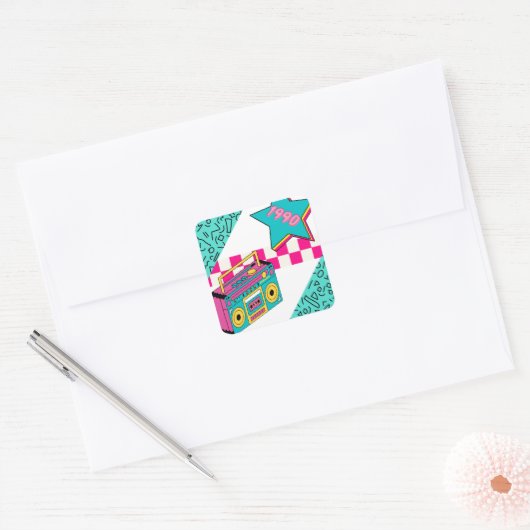  stijl 1990 Stereo Vierkante Sticker (Envelop)