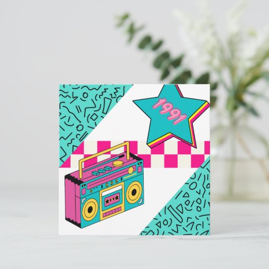  stijl 1991 Stereo Bedankkaart (Staand voorkant)