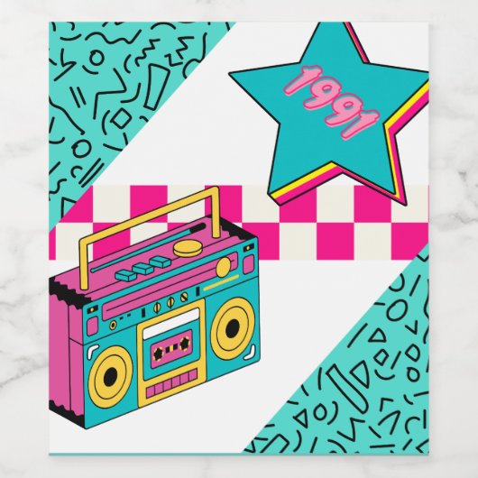  stijl 1991 Stereo Wijn Etiket (Enkel label)