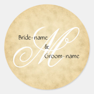 stijl aangepast huwelijksmonogram ronde sticker