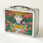  Stijl Abstract Aziatisch meisje met bloemen (Achterkant)