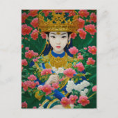 Stijl Abstract Aziatisch meisje met bloemen Briefkaart (Voorkant)