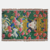  Stijl Abstract Aziatisch meisje met bloemen Deken (Voorkant)