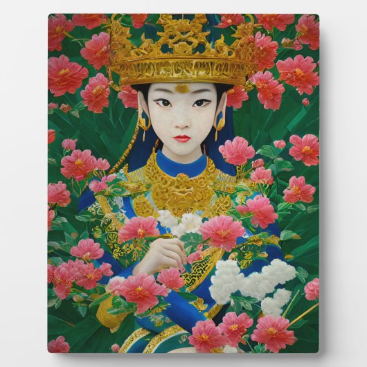  Stijl Abstract Aziatisch meisje met bloemen Fotoplaat (Voorkant)