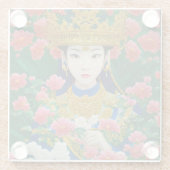 Stijl Abstract Aziatisch meisje met bloemen Glazen Onderzetter (Achterkant)