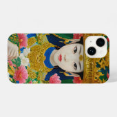 Stijl Abstract Aziatisch meisje met bloemen iPhone Hoesje (Achterkant horizontaal)