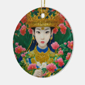  Stijl Abstract Aziatisch meisje met bloemen Keramisch Ornament (Links)