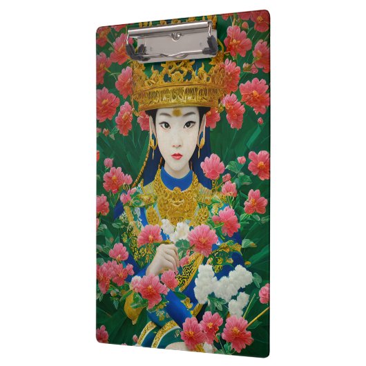 Stijl Abstract Aziatisch meisje met bloemen Klembord (Links)