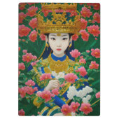 Stijl Abstract Aziatisch meisje met bloemen Klembord (Achterkant)