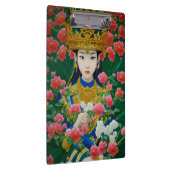 Stijl Abstract Aziatisch meisje met bloemen Klembord (Rechts)