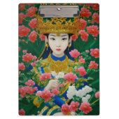 Stijl Abstract Aziatisch meisje met bloemen Klembord (Voorkant)