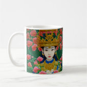 Stijl Abstract Aziatisch meisje met bloemen Koffiemok (Links)