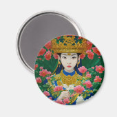  Stijl Abstract Aziatisch meisje met bloemen Magneet (Voorkant / Achterkant)