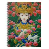  Stijl Abstract Aziatisch meisje met bloemen Notitieboek (Voorkant)