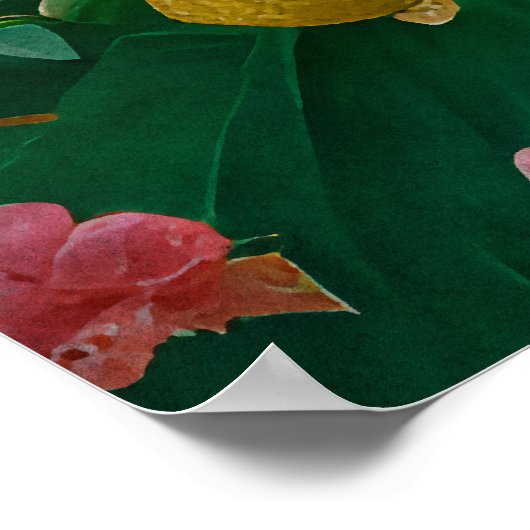  Stijl Abstract Aziatisch meisje met bloemen Poster (Hoek)