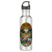  Stijl Abstract Aziatisch meisje met bloemen Waterfles (Voorkant)