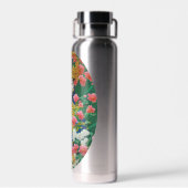  Stijl Abstract Aziatisch meisje met bloemen Waterfles (Achterkant)